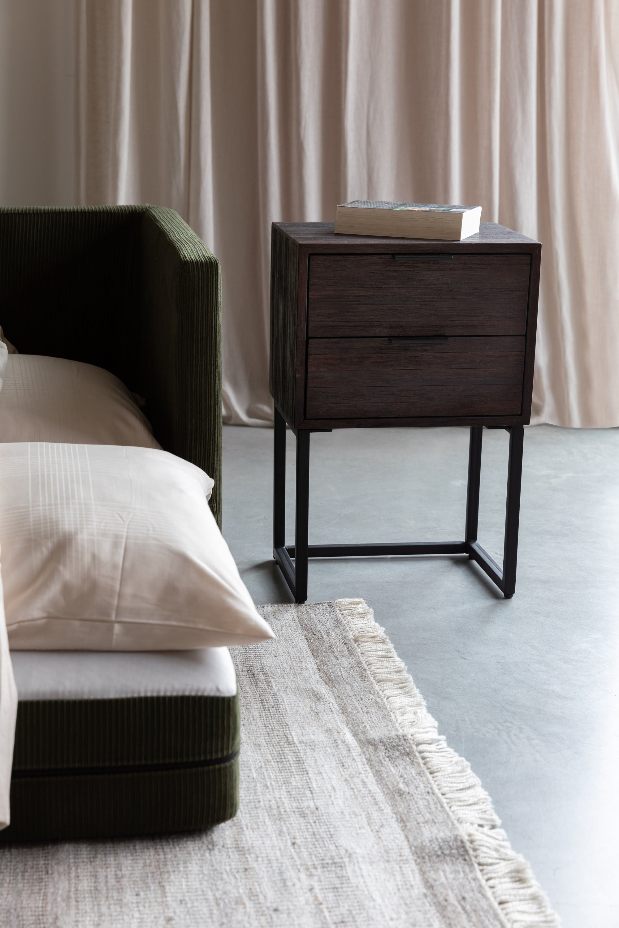 Webster Brown Teak Wood Bedside Table